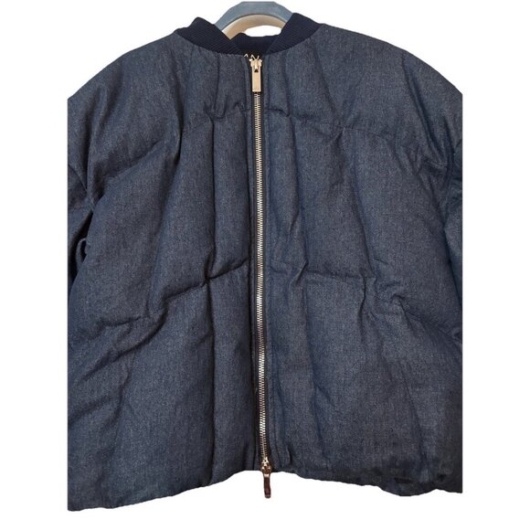 Boohoo Man Oversized Denim Puffer Jacket, Size Medium, Boho Grunge Patch Quilted - Picture 3 of 6